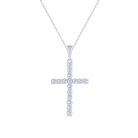 Prong Set Diamond Cross Necklace