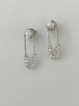 Diamond Safety Pin Earrings