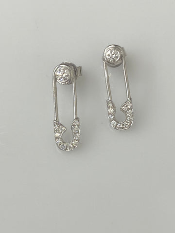 Diamond Safety Pin Earrings