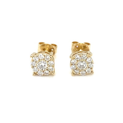 ROUN D CLUSTER EARRINGS SET IN 4 PRONG SMALL