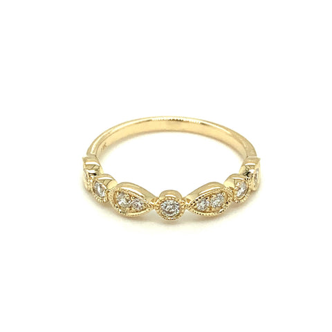 Diamond Round and Pear Bezel Ring