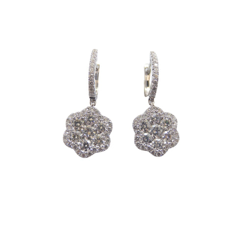 Diamond Flower Hanging Earrings