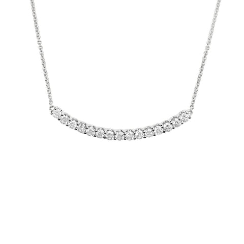 DIAMOND BAR NECKLACE THIS NECKLACE COMES IN IN 18KT WHITE GOLD AND YELLOW GOLD  APPROX. 0.87CT TOTAL LENGTH IS 18" WITH ADJUSTABLE SIZE LOOPS at 16" and 17" FOR SHORTER OPTION